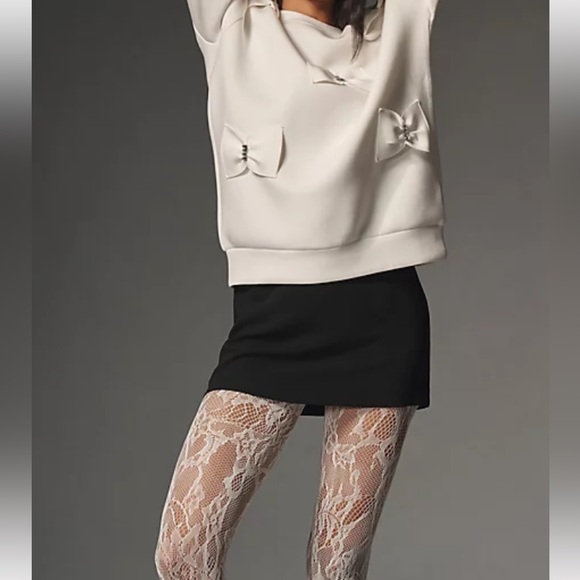 Maeve By Anthropologie English Factory Bow Sweatshirt NWOT - Picture 2 of 9